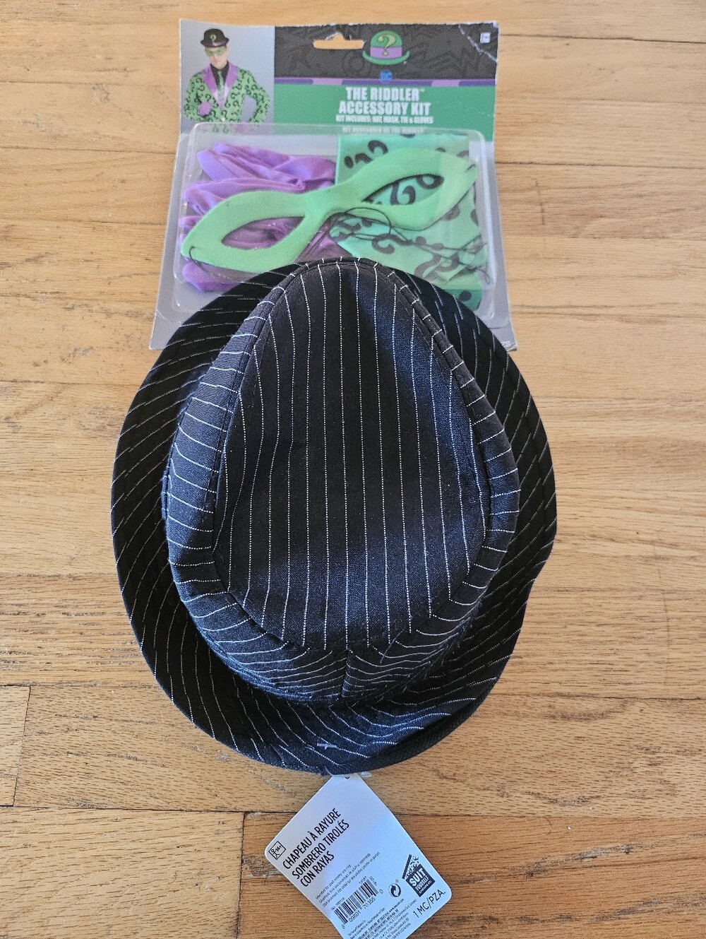 Halloween- The Riddler Accessory Kit & Pinstripe Black Fedora Hat & Accessories